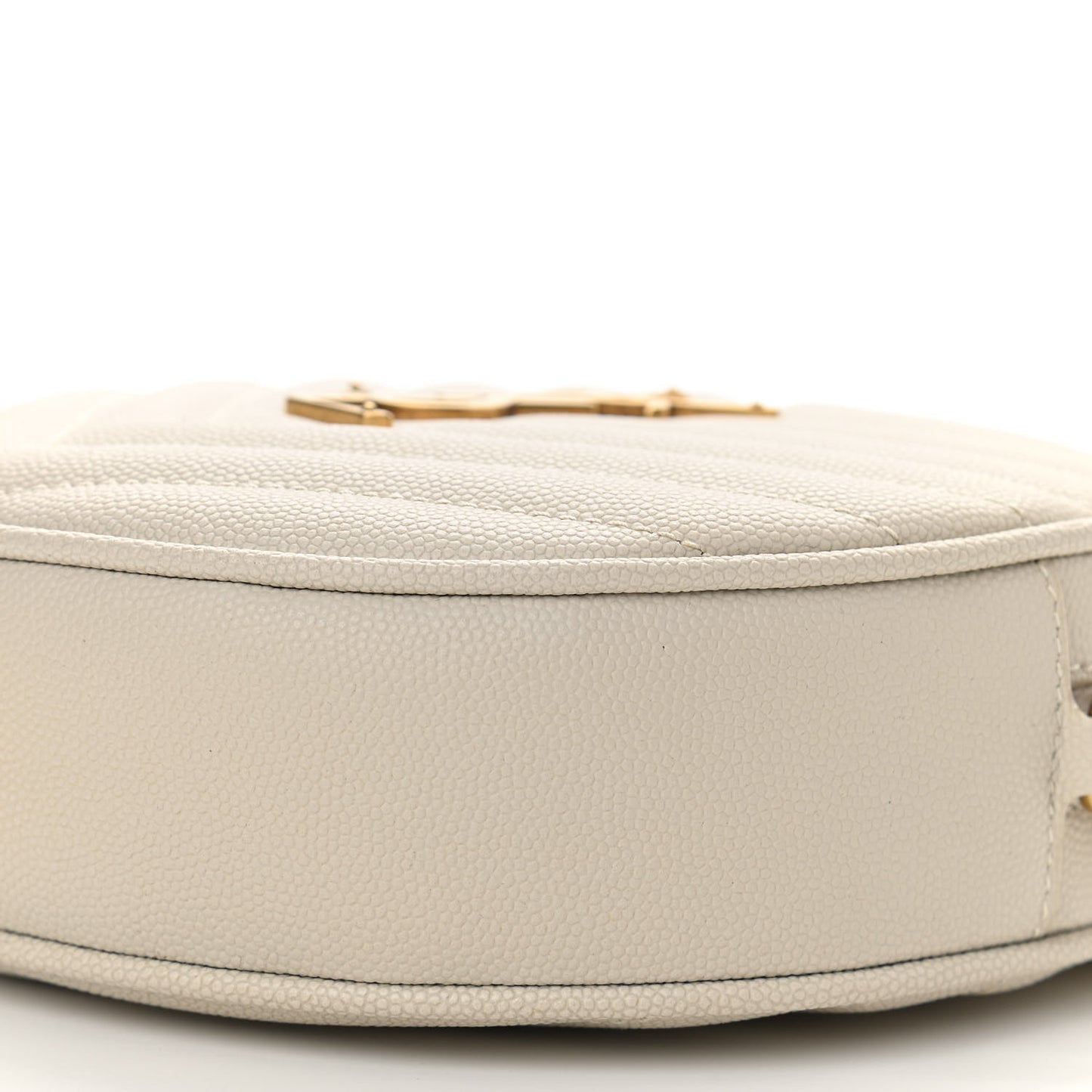 Grain De Poudre Matelasse Chevron Quilted Round Vinyle Camera Bag Blanc Vintage