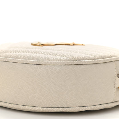 Saint Laurent Grain De Poudre Matelasse Chevron Quilted Round Vinyle Camera Bag Blanc Vintage 10 of 10