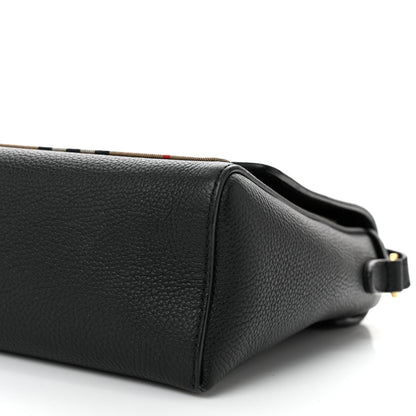 Burberry Coated Canvas Calfskin Vintage Check Medium Note Crossbody Bag Black 9 of 9