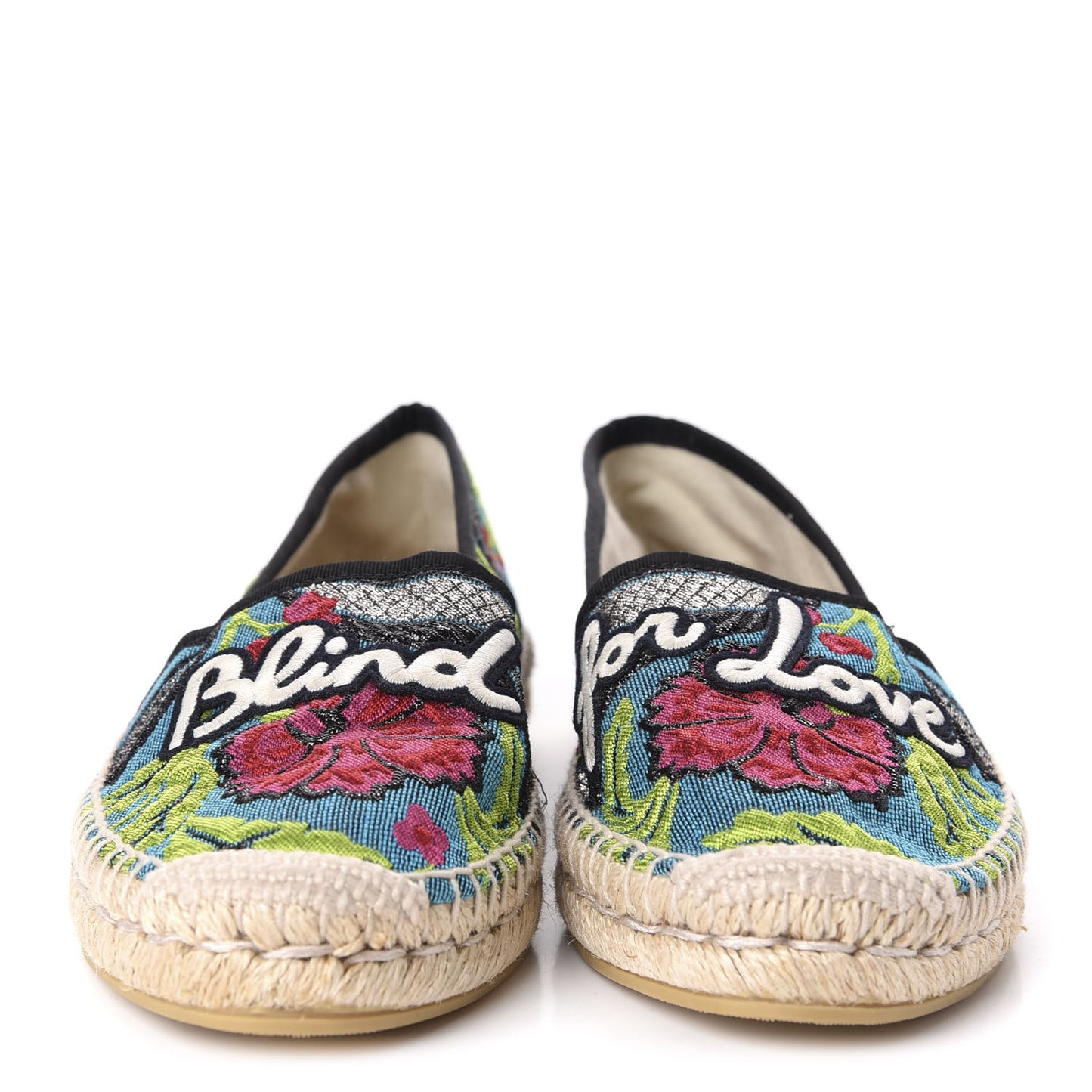 Tapestry Brocade Blind For Love Espadrilles 38.5 Acquamarine Green Black