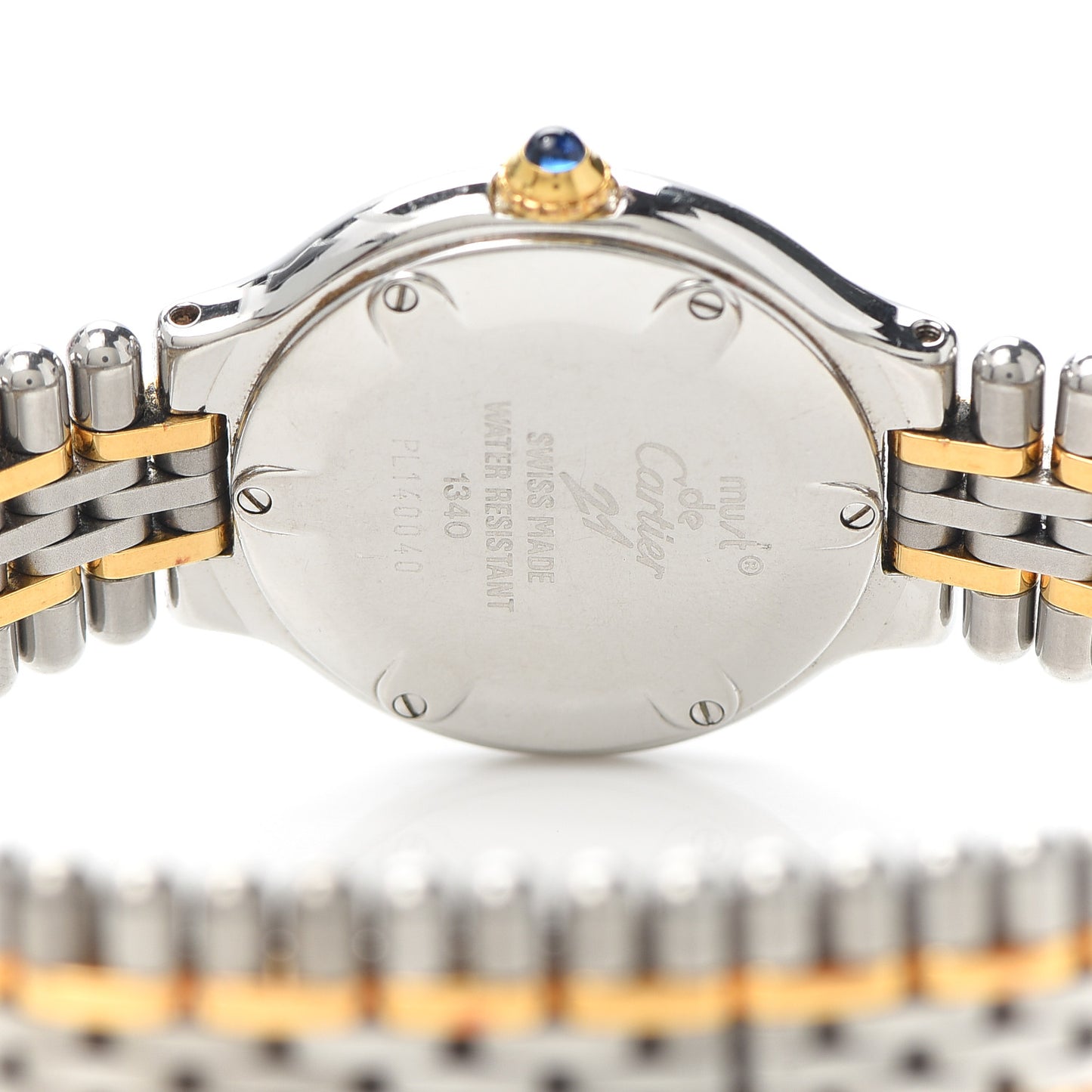 Stainless Steel 18K Yellow Gold 28mm Must De 21 Bullet Link Quartz Watch