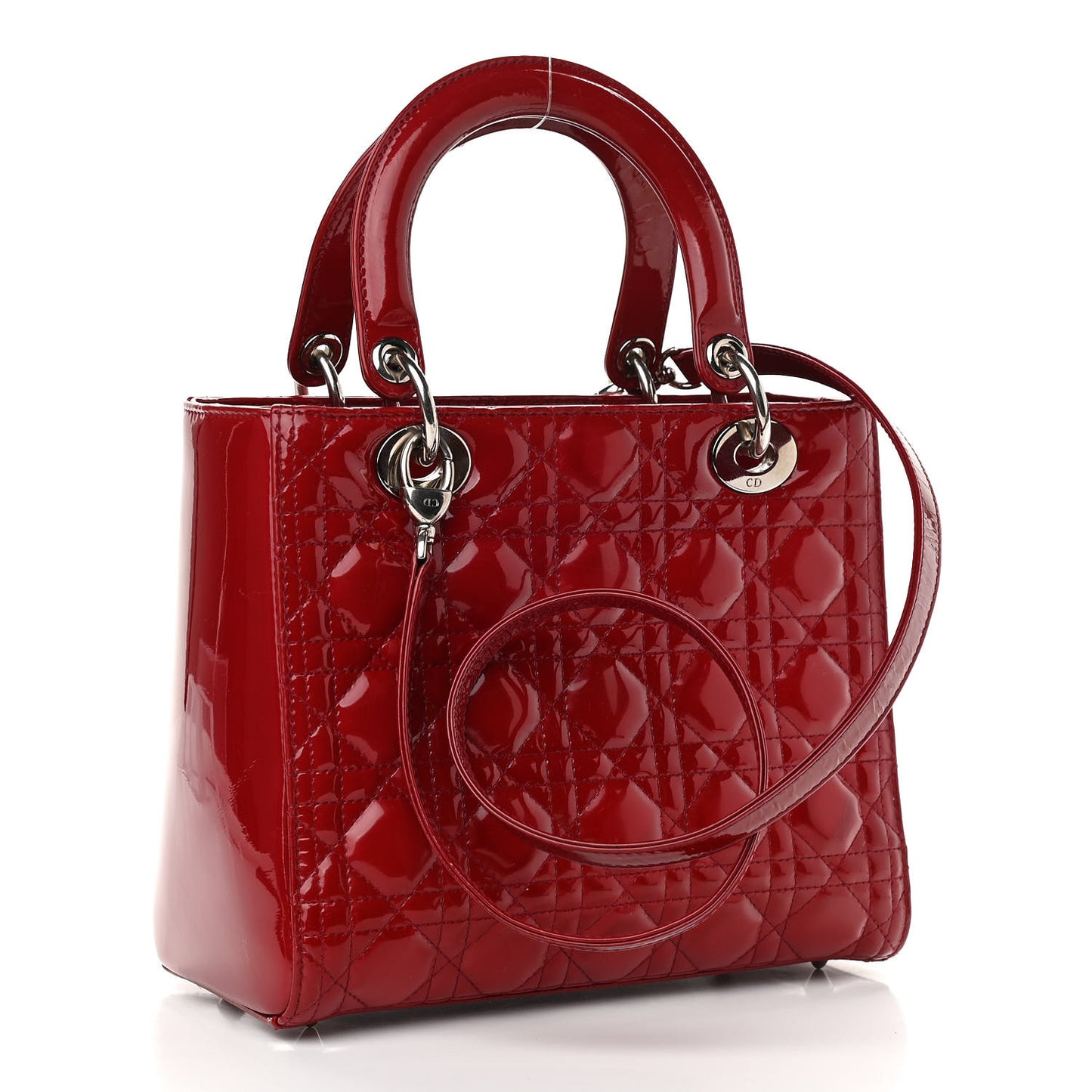 Patent Cannage Medium Lady Dior Red