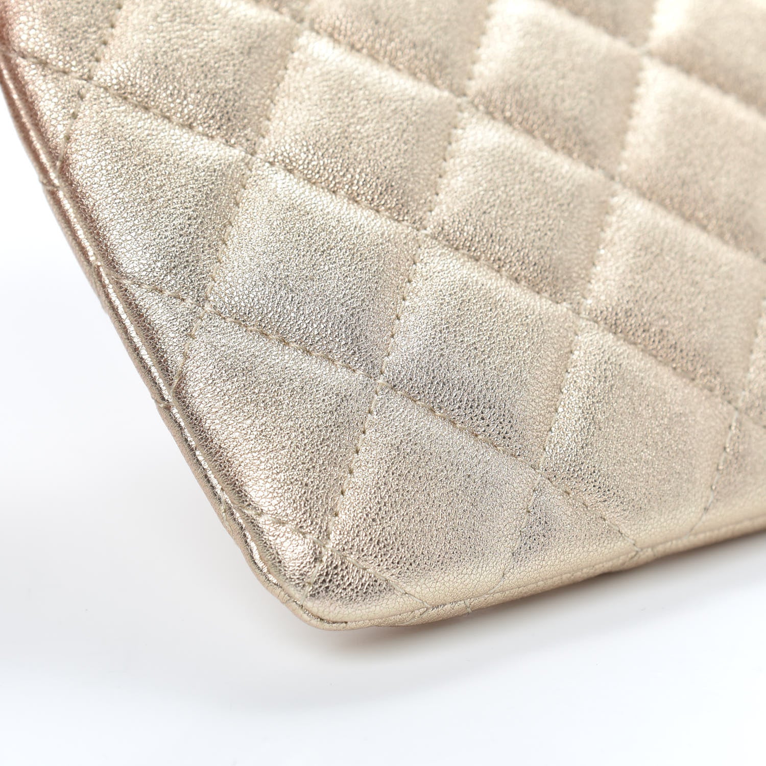 Chanel Metallic Lambskin Quilted Cosmetic Pouch Gold 8 of 10