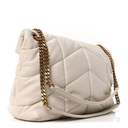 Saint Laurent Lambskin Quilted Medium Loulou Puffer Monogram Chain Satchel Crema Soft 3 of 10