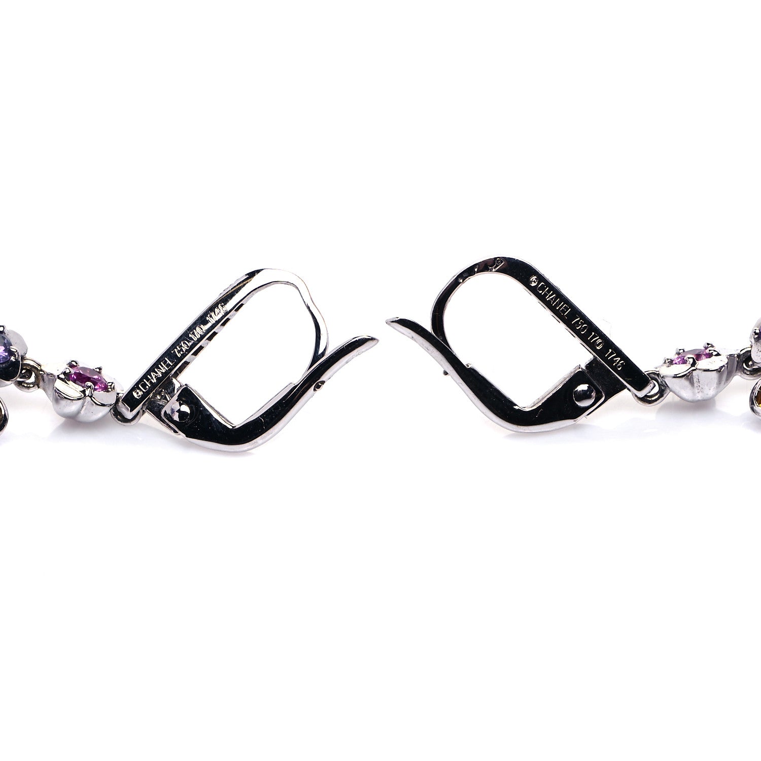 Chanel 18K White Gold Diamond Gemstone Pearl Mademoiselle Drop Earrings 4 of 5