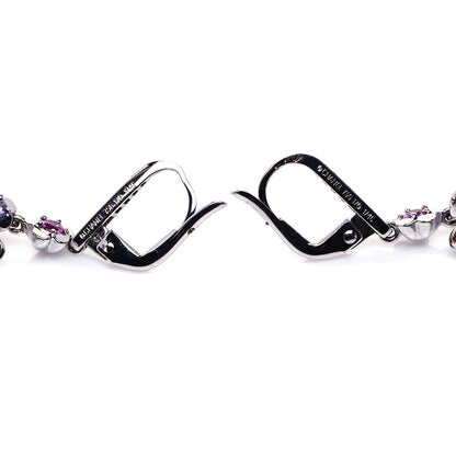 Chanel 18K White Gold Diamond Gemstone Pearl Mademoiselle Drop Earrings 4 of 5