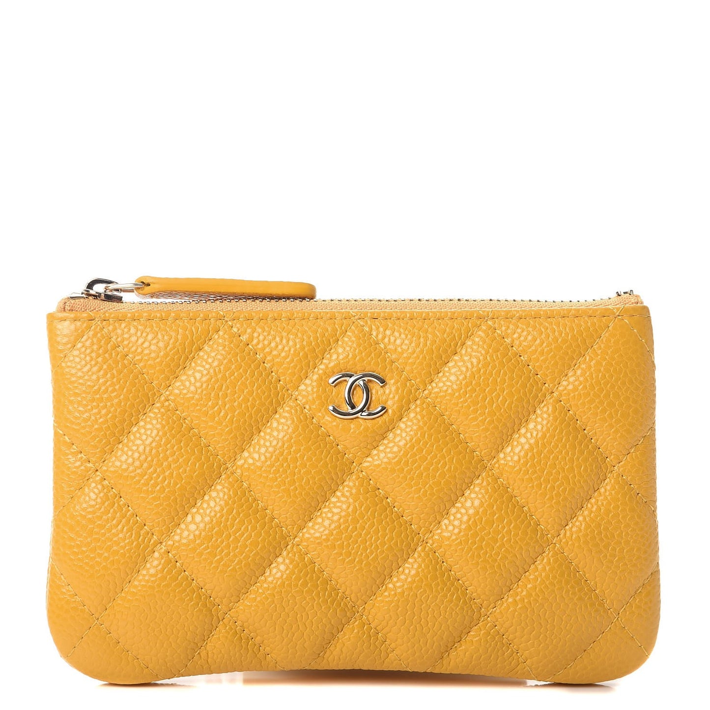 Caviar Quilted Small Cosmetic Case Yellow