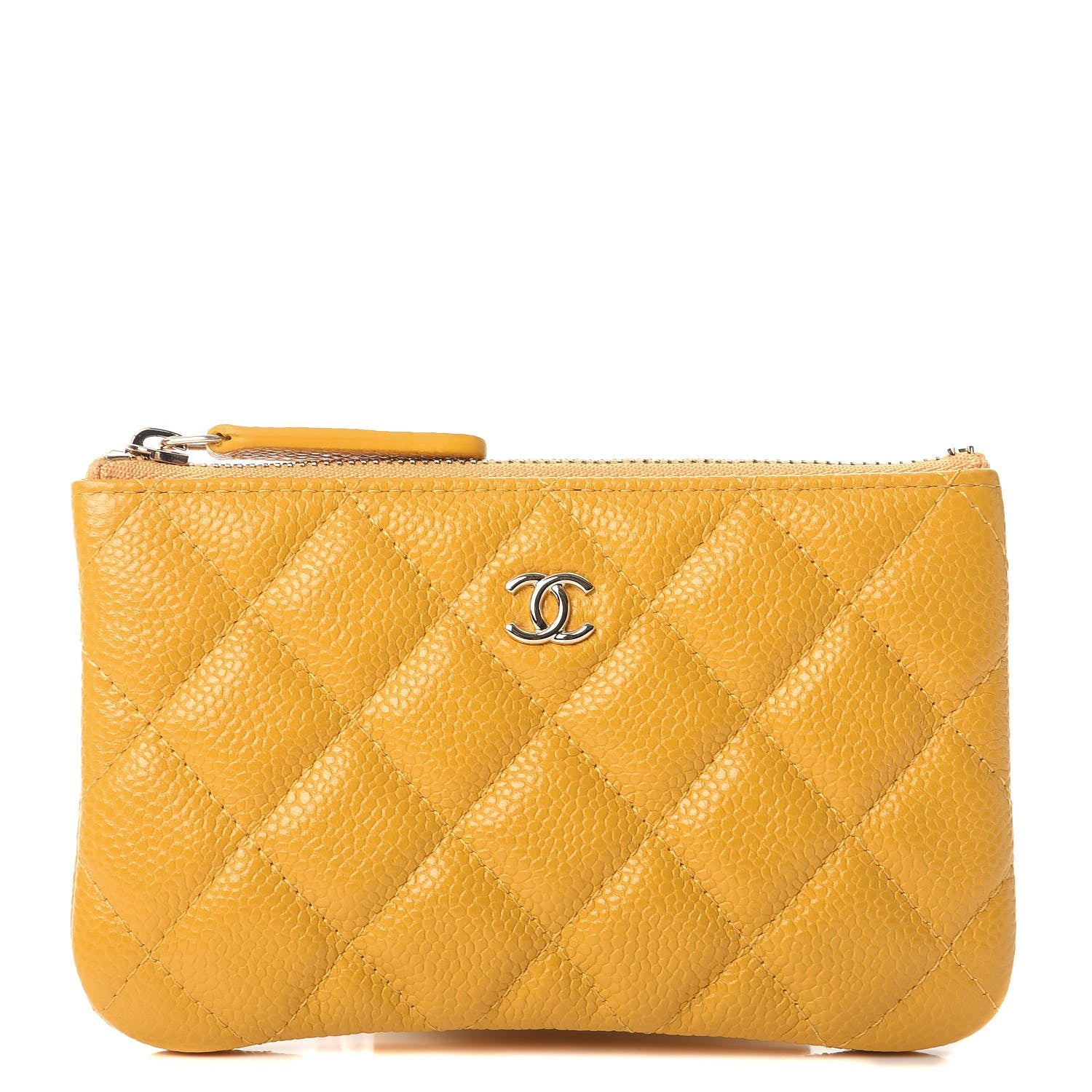 Chanel Caviar Quilted Small Cosmetic Case Yellow 1 of 8