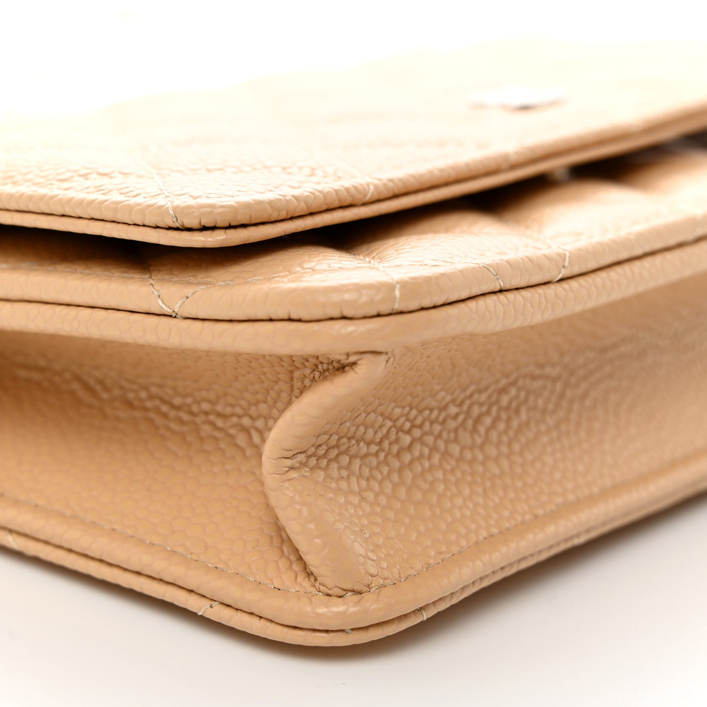 Caviar Quilted Wallet On Chain WOC Beige