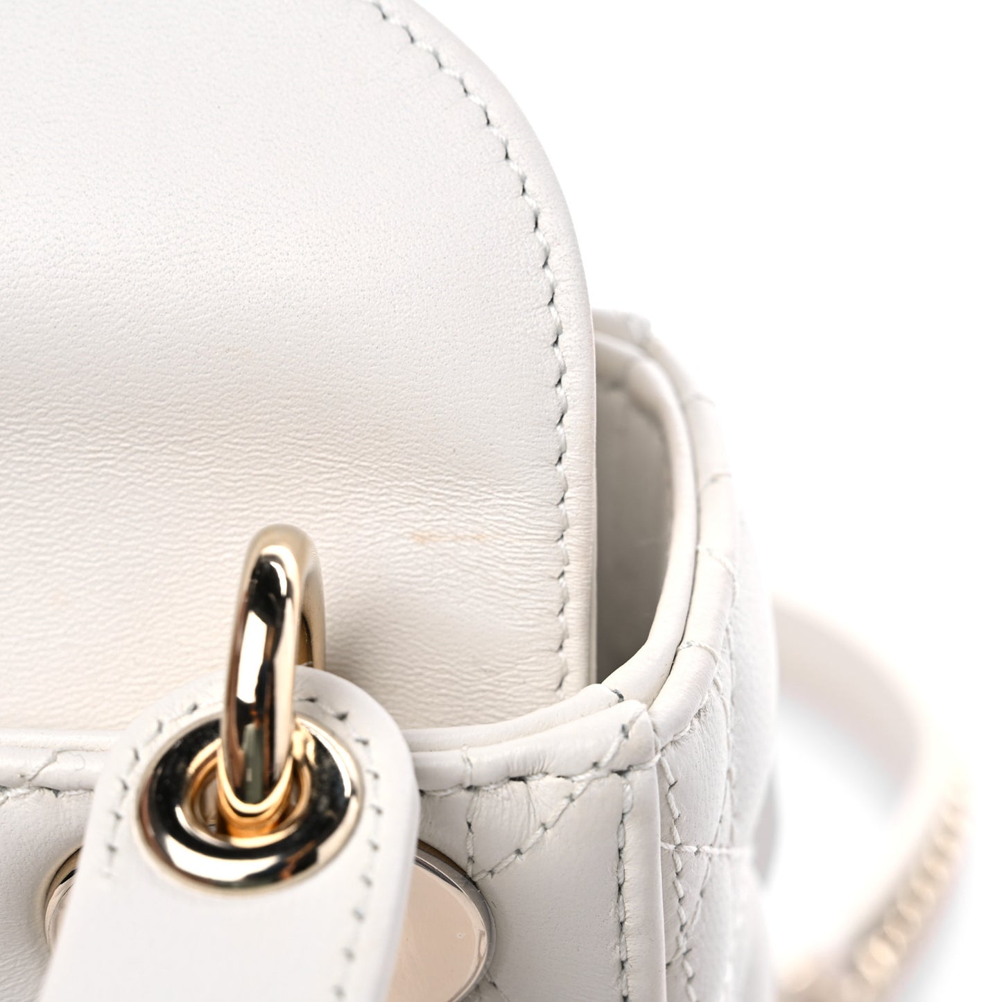 Lambskin Cannage Mini Lady Dior Latte