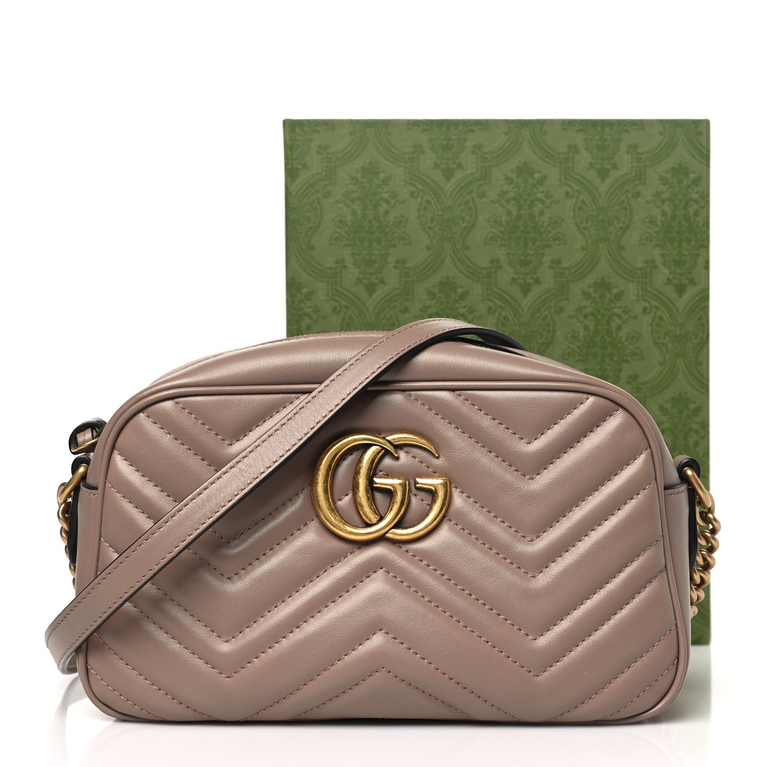 Gucci Calfskin Matelasse Small GG Marmont Chain Shoulder Bag Porcelain Rose 12 of 12