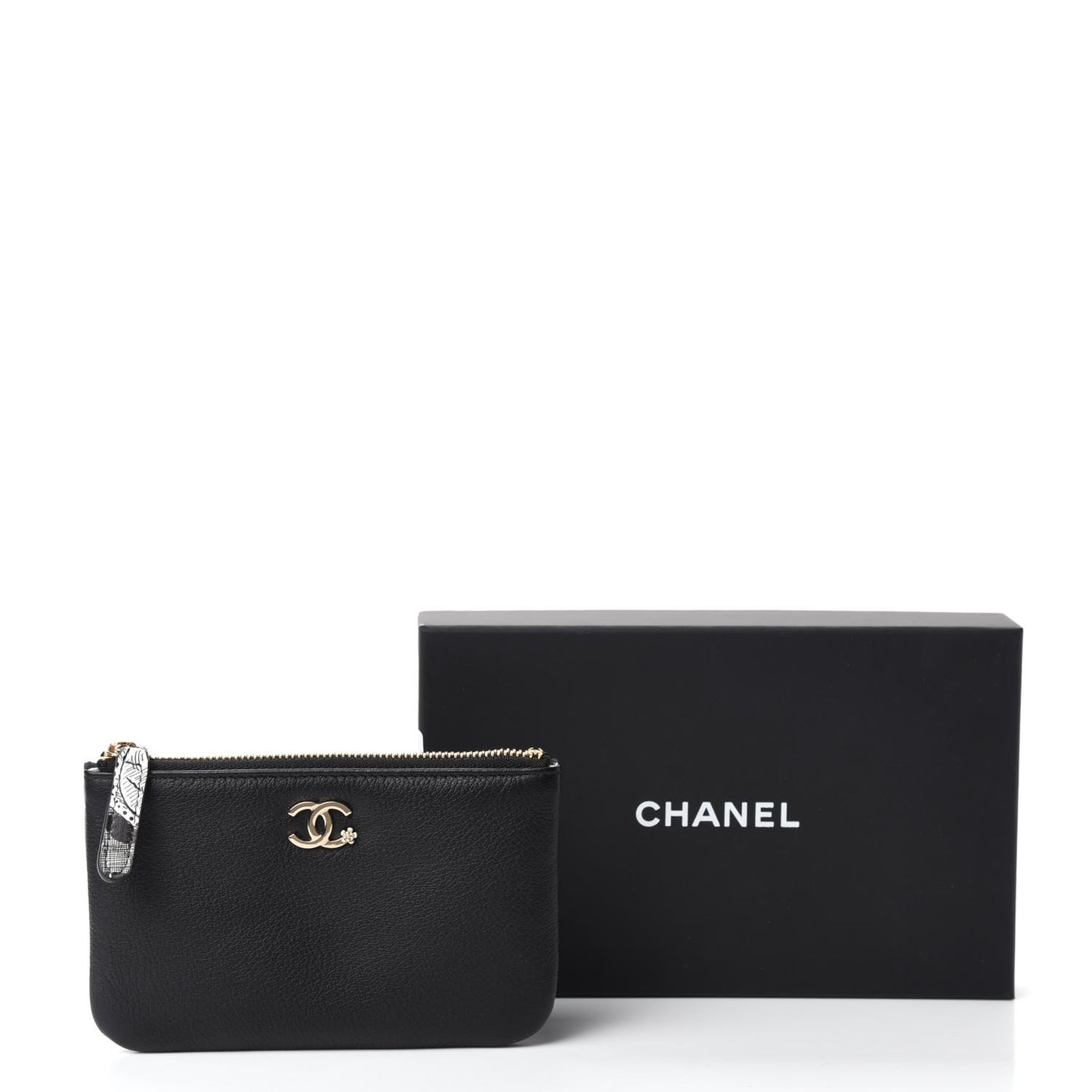 Goatskin Small CC Clover Cosmetic Case Black