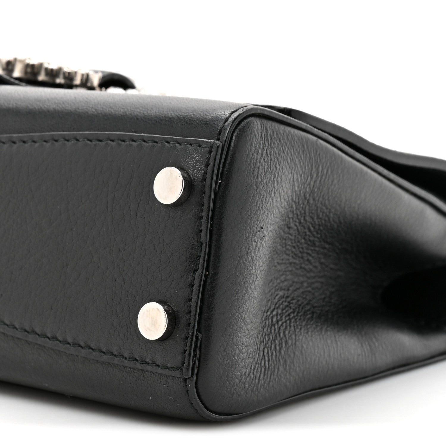 Jimmy Choo Calfskin Crystal Small Cheri Top Handle Bag Black