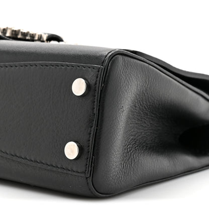 Jimmy Choo Calfskin Crystal Small Cheri Top Handle Bag Black 8 of 13
