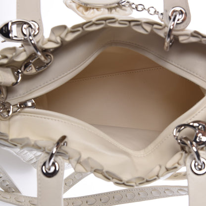 Christian Dior Lambskin Cannage Ruffle Trim Medium Lady Dior Off White 5 of 8
