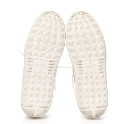 Valentino Garavani Calfskin Womens Rockstud Open High Top Sneakers 37.5 White Platino 5 of 9