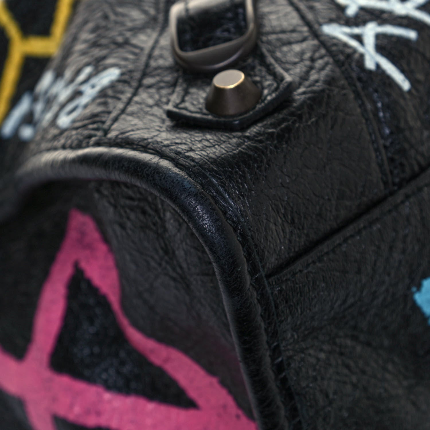 Balenciaga Agneau Graffiti All Over Classic Hardware City Black Multicolor 8 of 12