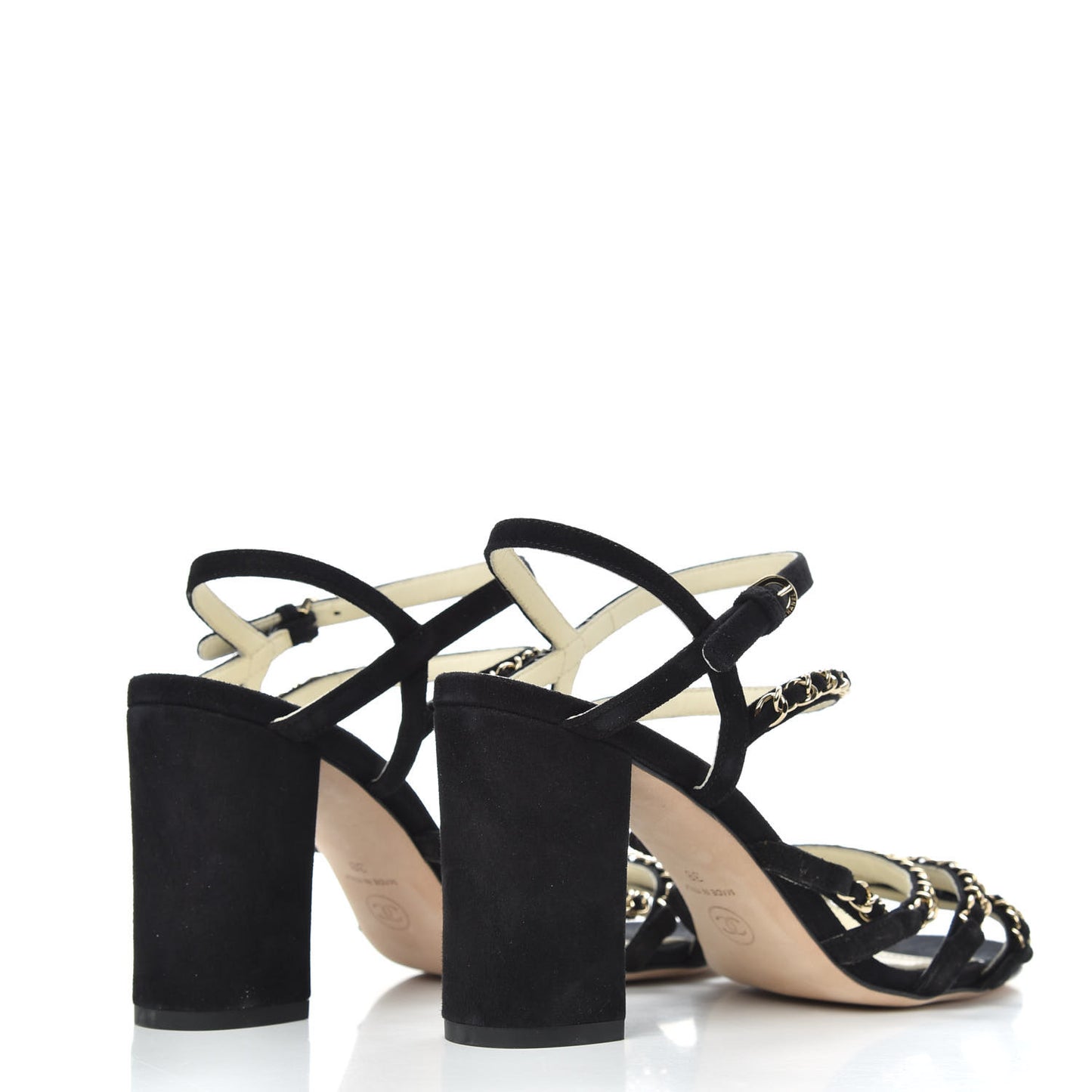 Suede Chain Sandals 38 Black