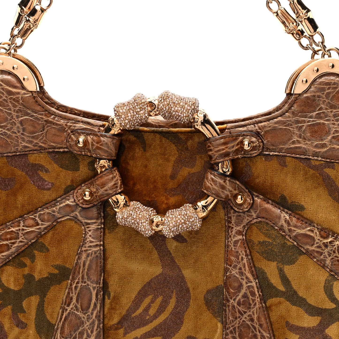 Velvet Alligator Tom Ford Jeweled Dragon Shoulder Bag Gold