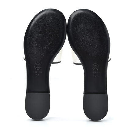 Chanel Mesh Patent Calfskin CC Sandal Mule 37 Black 7 of 7