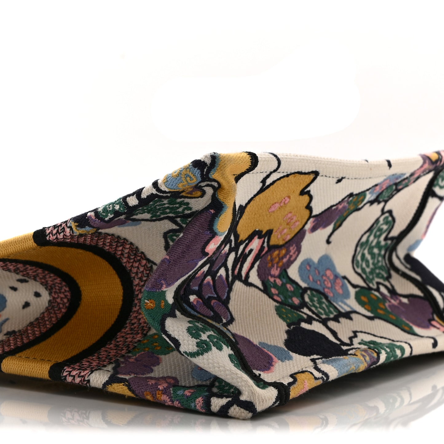 Canvas Embroidered Ciel De Reve Small Book Tote Latte Multicolor