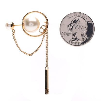 Christian Dior Pearl Tribales Dangle Chain Earrings Gold 3 of 6