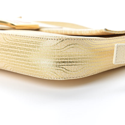 Fendi Metallic Calfskin Printed Baguette Gold 9 of 16