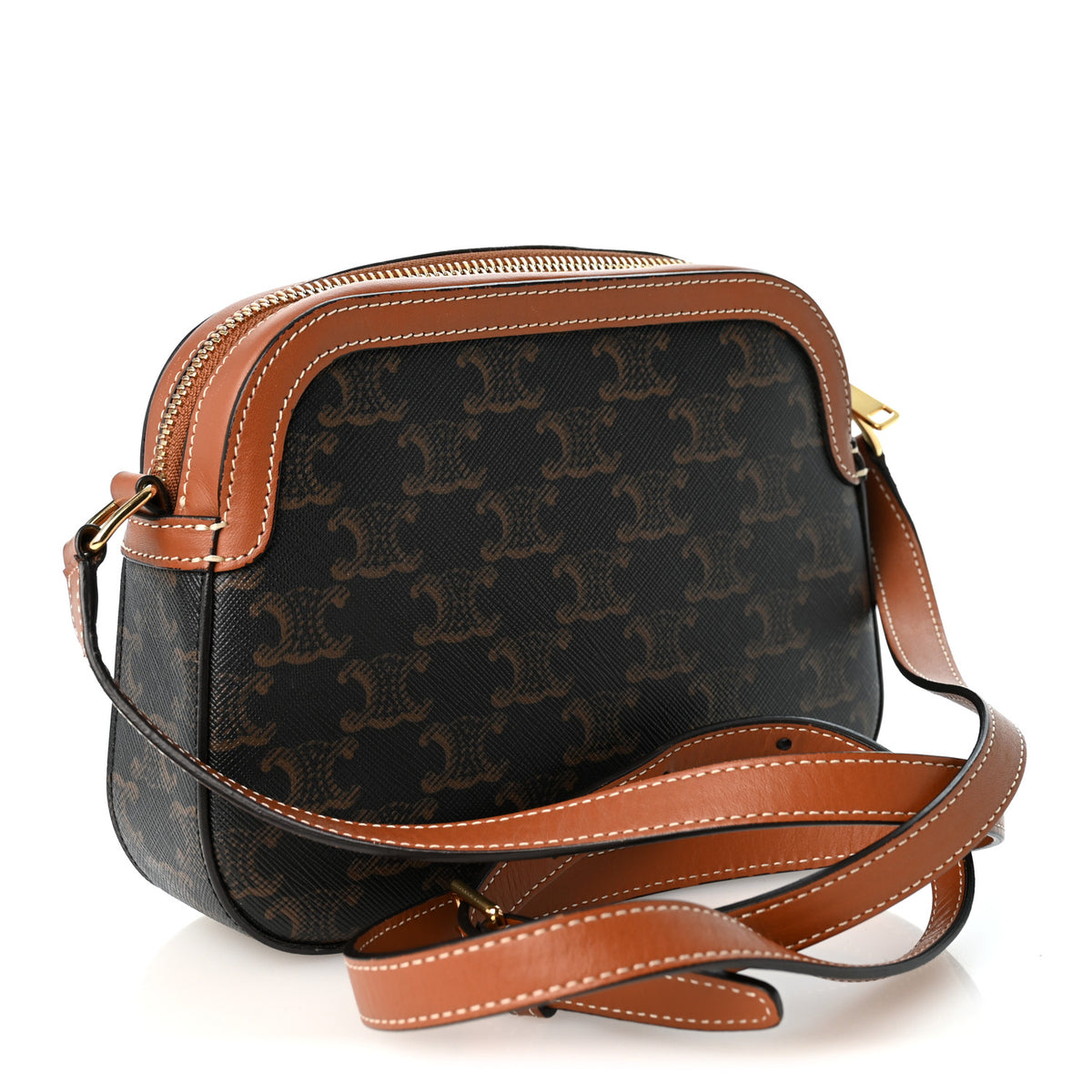 Triomphe Canvas Small Camera Bag Tan