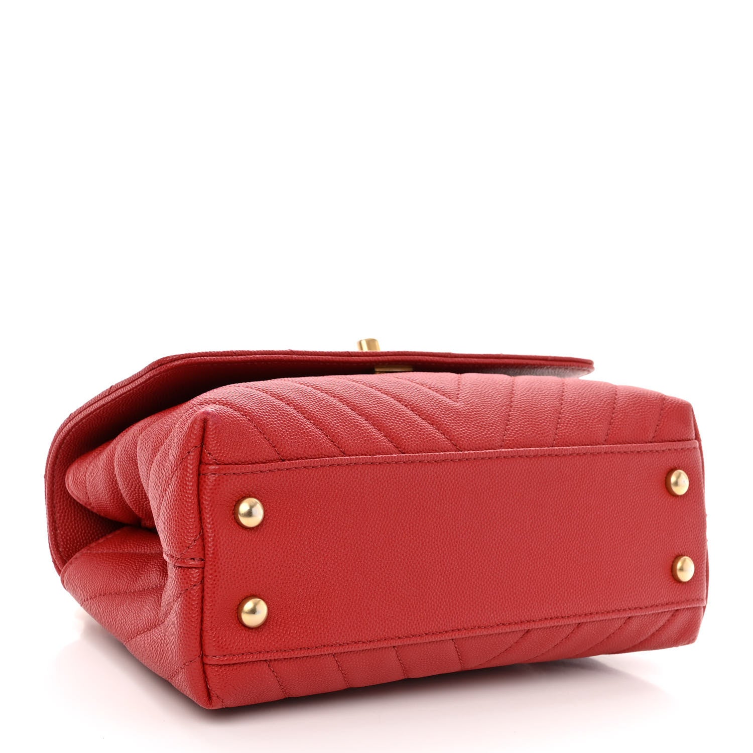 Chanel Caviar Chevron Quilted Mini Coco Handle Flap Red 4 of 10