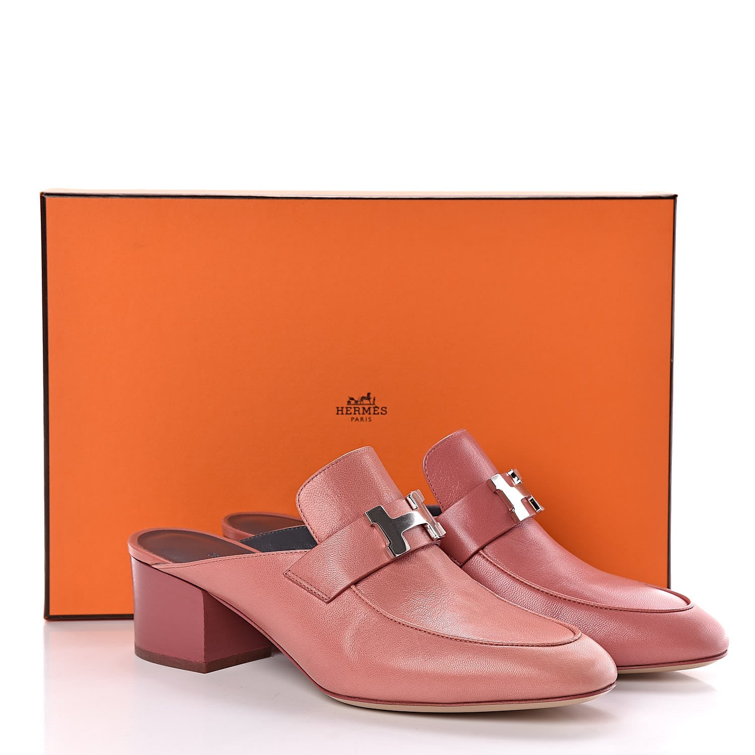 Hermes Goatskin Paradis Mules 37 Rouge Blush 8 of 8