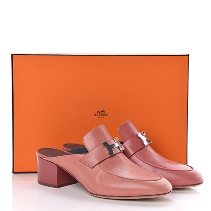 Hermes Goatskin Paradis Mules 37 Rouge Blush 8 of 8