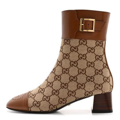 Gucci Monogram Cordovan Lux GG Ankle Boots 36.5 Beige Cuir 1 of 9