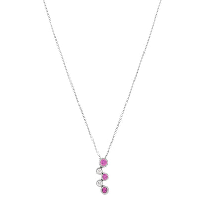 Tiffany Platinum Diamond Pink Sapphire Bubble Pendant Necklace 1 of 6