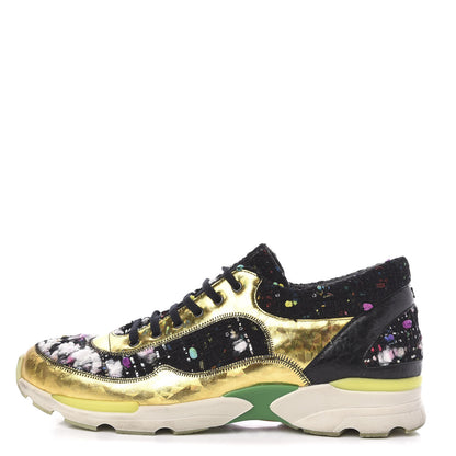 Chanel Tweed Lambskin Runway Sneakers 40 Black Multicolor 1 of 7