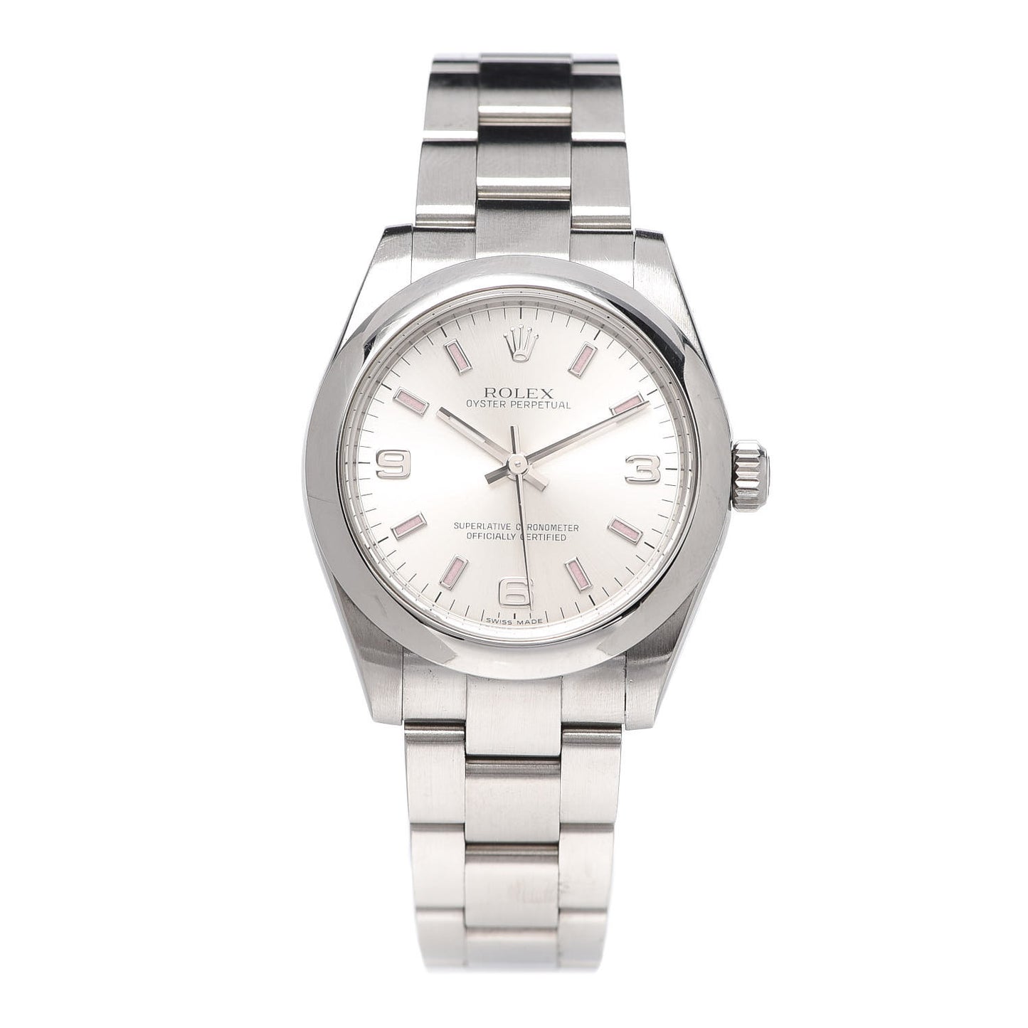 Stainless Steel 31mm Oyster Perpetual Watch Pink Index 177200