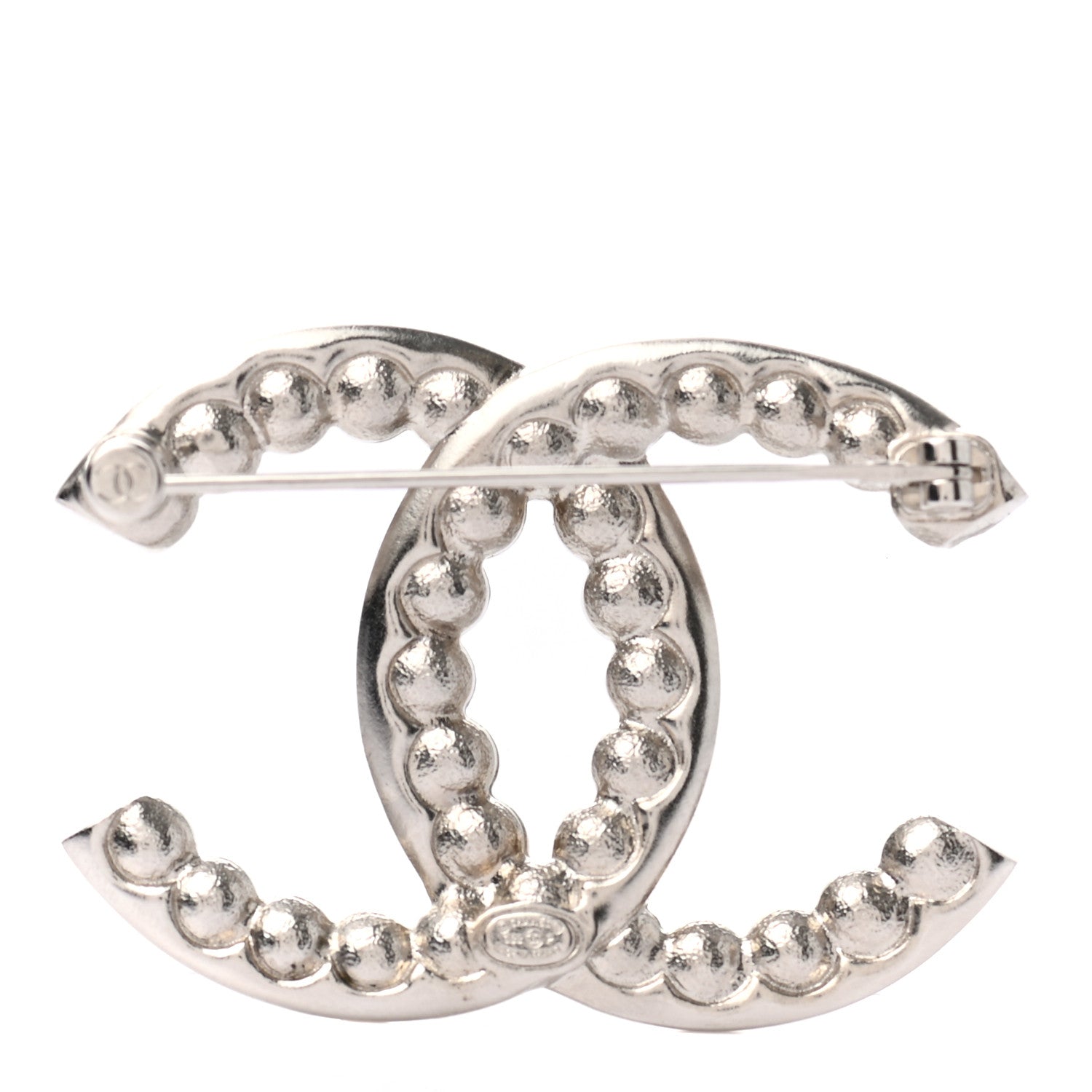 Chanel Pearl Crystal CC Brooch Silver 3 of 5