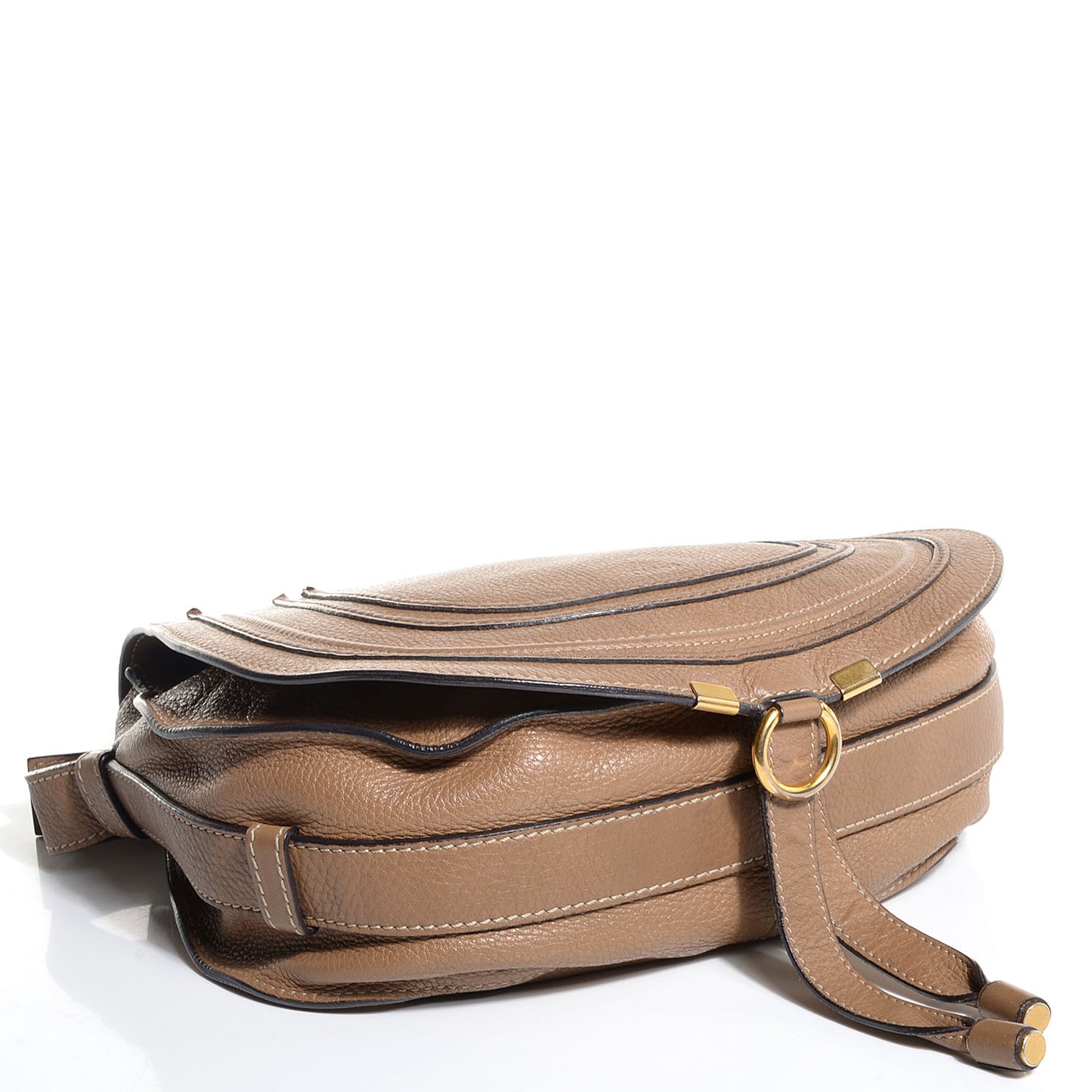 Calfskin Medium Marcie Round Crossbody Bag Nut