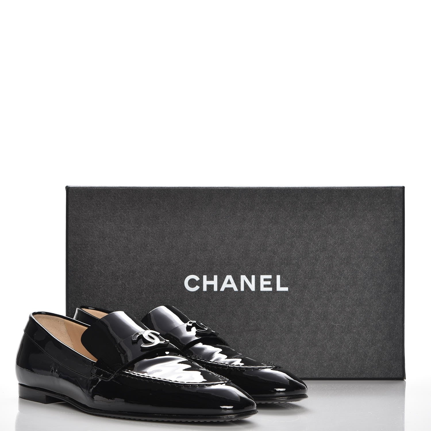Chanel Patent Calfskin CC Loafers 39.5 Black 9 of 9