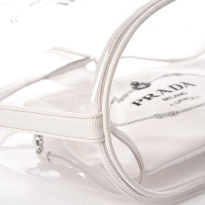 Prada Plexiglass Calfskin Small Shopper Tote White 5 of 8