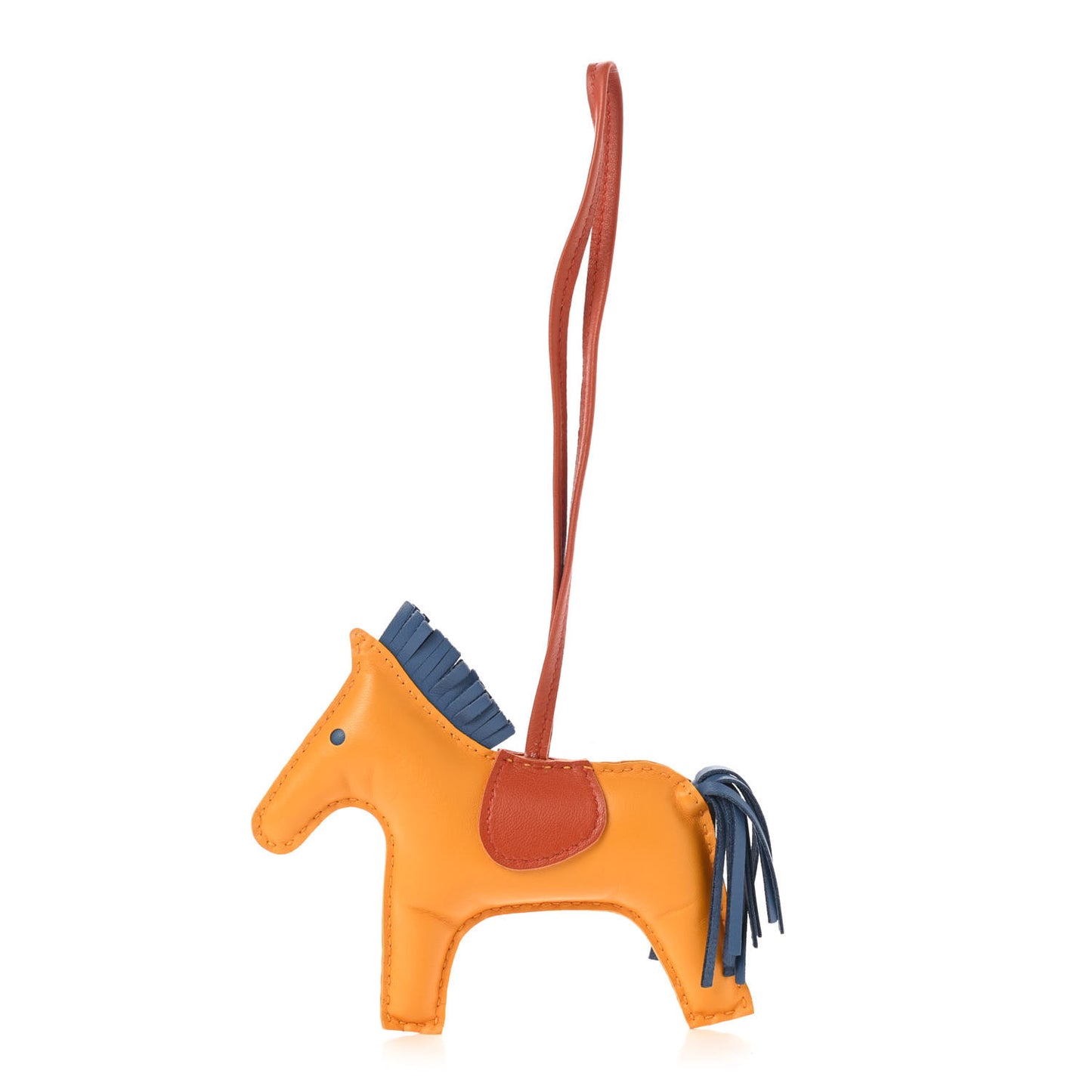 Milo Lambskin Grigri Rodeo Horse Bag Charm PM Jaune D'Or Bleu Agate Cornaline