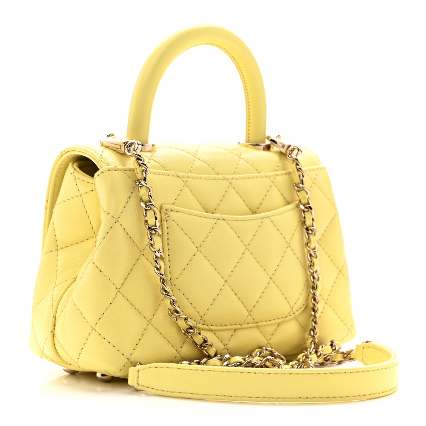 Caviar Quilted Extra Mini Coco Handle Flap Light Yellow