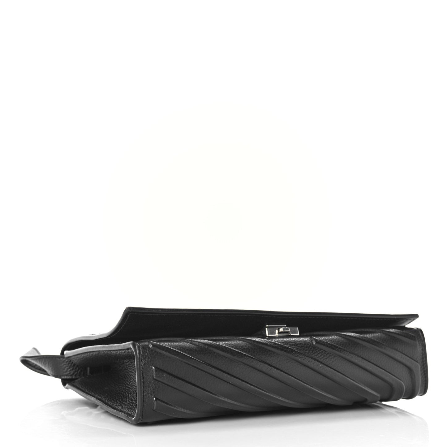 Grained Calfskin Car Flap Bag Black
