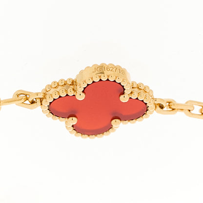 Van Cleef & Arpels 18K Yellow Gold Carnelian 5 Motifs Vintage Alhambra Bracelet 3 of 5