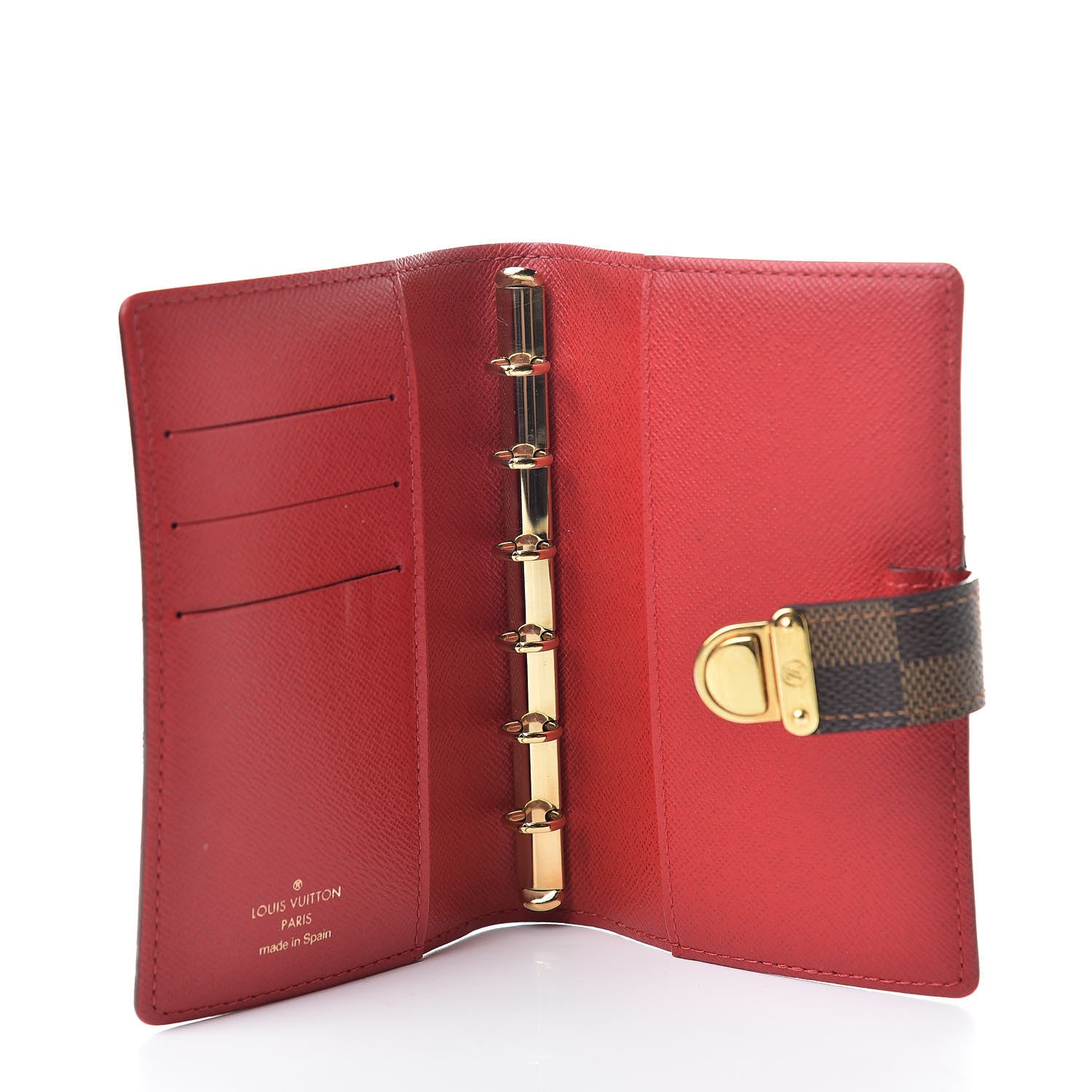 Louis Vuitton Damier Ebene Koala Small Ring Agenda Cover Red 5 of 9