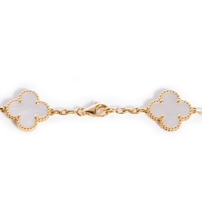 Van Cleef & Arpels 18K Yellow Gold Mother of Pearl 10 Motifs Vintage Alhambra Necklace 4 of 7