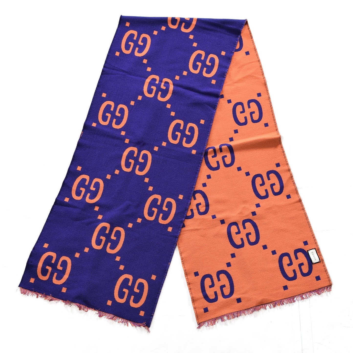 Wool Silk Monogram Jumbo GG Freedom Scarf Parma Violet Orange