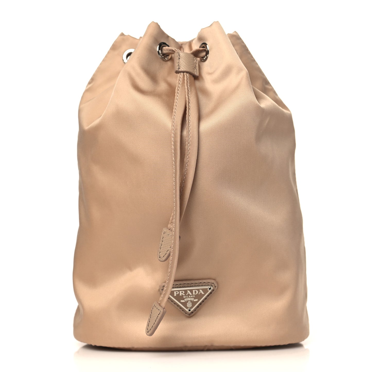 Saffiano Tessuto Nylon Vela Bucket Wristlet Cammeo