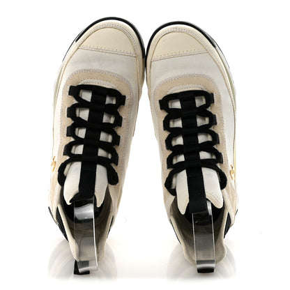 Chanel Velvet Calfskin Mixed Fibers CC Sneakers 38 Ivory Black 3 of 18