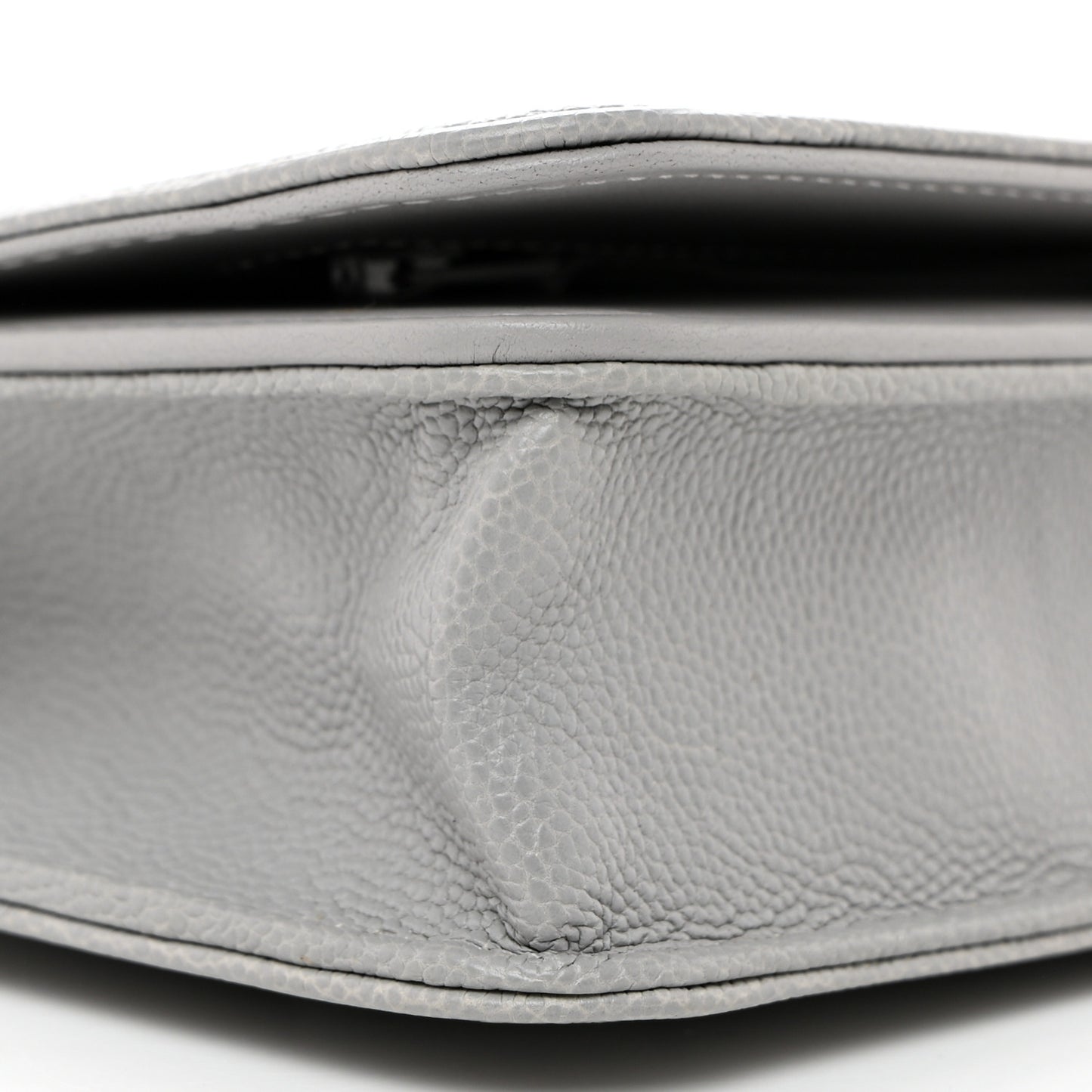 Caviar Quilted Boy Wallet On Chain WOC Grey
