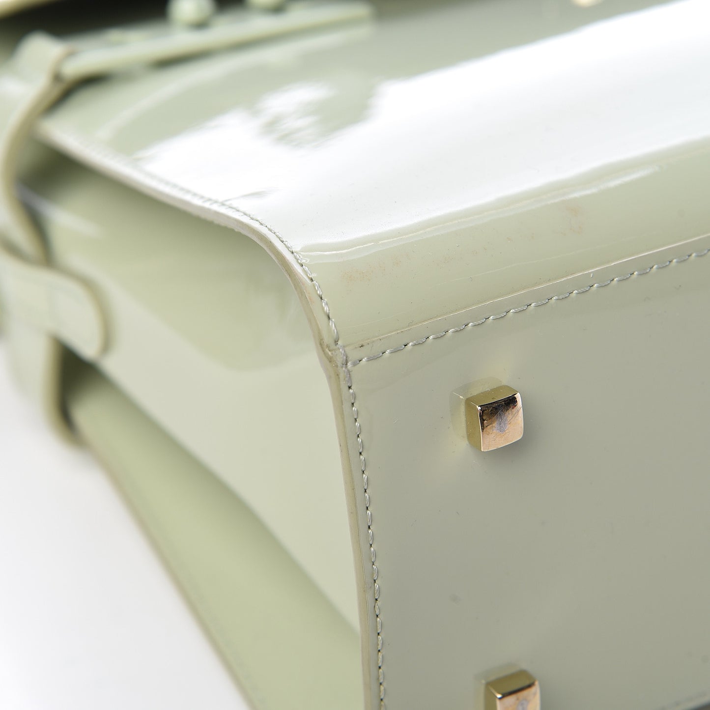Patent Calfskin MM Tempete Satchel Almond